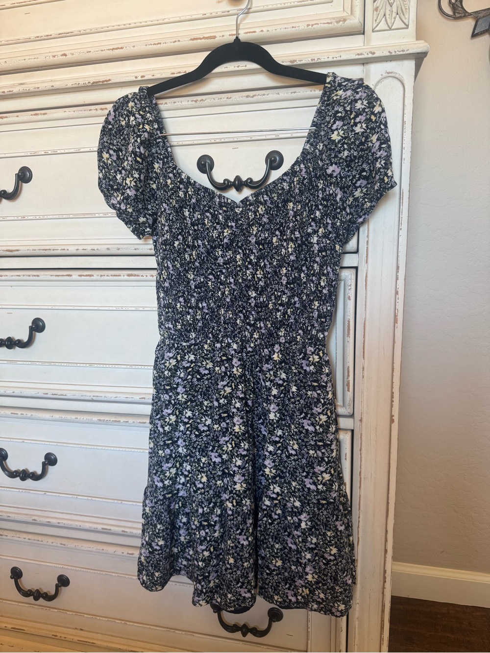 Hollister Smocked Puff-Sleeve Floral Dress